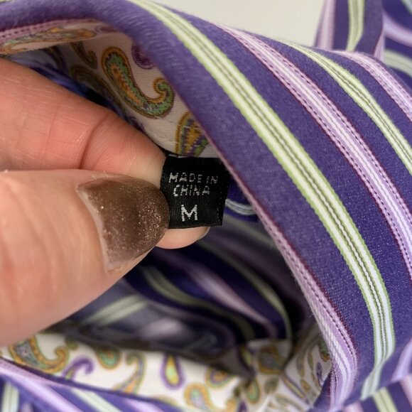 Bugatchi Uomo Purple Striped Shirt M Button Down Modern Fit Dressy - Picture 4 of 5